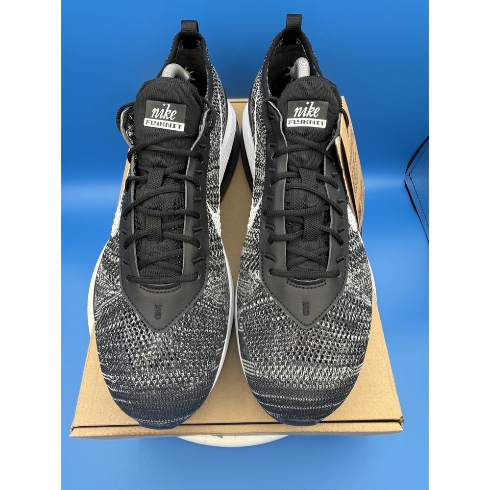 Nike Air Max Flyknit Racer Mens 10.5 Oreo Black White Running Shoes DJ6106-001 - Picture 2 of 10